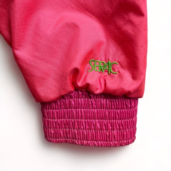 Vintage 80s Serac Anorak Lined Windbreaker Nylon Zip Jacket Neon Pink 4 S Ski - Picture 6 of 16